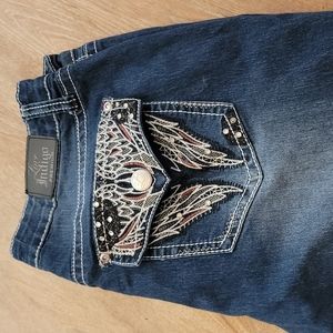 Love Indigo Premium Jeans with Embellished Pockets Size 16